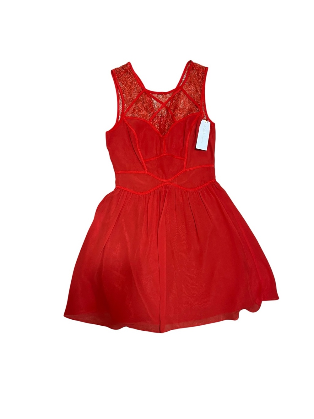 *NEW* Sz 4 BCBG Red + Lace Accent Women’s Short Summer Dress Sleeveless